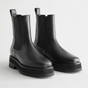 & other stories 7.5 black platform leather boots